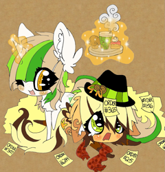 Size: 1205x1256 | Tagged: safe, artist:aspenglowe, derpibooru import, oc, oc only, earth pony, pony, unicorn, 2012, chibi, crying, cute, duo, duo female, female, horn, mare, mare oc, ocbetes, one eye closed, open mouth, open smile, smiling, unicorn oc, wink