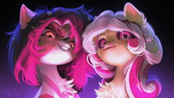 Size: 3840x2160 | Tagged: safe, artist:unt3n, derpibooru import, oc, oc only, pony, bust, cheek fluff, chest fluff, commission, duo, duo female, ear fluff, ears, eyelashes, female, high res, looking at you, mare, portrait