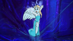 Size: 1192x670 | Tagged: safe, artist:namyg, derpibooru import, alicorn, pony, beautiful, clothes, disney, dress, elsa, female, frozen (movie), let it go, mare, ponified, solo, species swap