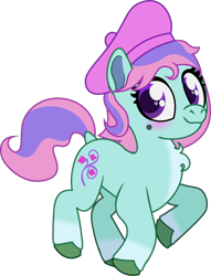 Size: 638x834 | Tagged: safe, artist:prixy05, derpibooru import, ivy, earth pony, pony, series:magic forest, g2, beret, female, filly, foal, hat, running, simple background, solo, transparent background, vector