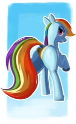 Size: 2509x4096 | Tagged: safe, artist:_ton618_, derpibooru import, part of a set, rainbow dash, pegasus, pony, g4, bikini, blush lines, blushing, butt, clothes, dock, female, gold swimsuit, golden bikini, lidded eyes, looking at you, looking back, looking back at you, mare, plot, rainbutt dash, raised hoof, raised leg, rear view, solo, swimsuit, tail