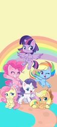 Size: 864x1920 | Tagged: safe, artist:mofumofutchi, derpibooru import, edit, applejack, fluttershy, pinkie pie, rainbow dash, rarity, twilight sparkle, twilight sparkle (alicorn), alicorn, earth pony, pegasus, pony, unicorn, g4, g4.5, my little pony: pony life, cute, dashabetes, diapinkes, horn, jackabetes, mane six, raribetes, shyabetes, twiabetes