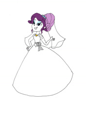 Size: 1024x1449 | Tagged: safe, artist:gratzalia, derpibooru import, rarity, human, equestria girls, g4, alternate hairstyle, clothes, cute, dress, eyeshadow, female, gown, grin, lidded eyes, makeup, raribetes, smiling, solo, veil, wedding dress, wedding veil