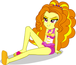 Size: 1643x1403 | Tagged: safe, artist:dustinwatsongkx, derpibooru import, adagio dazzle, human, equestria girls, g4, clothes, clothes swap, female, geode of sugar bombs, magical geodes, pinkie pie swimsuit, simple background, solo, swimsuit, swimsuit swap, transparent background, vector