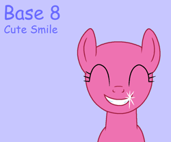 Size: 975x806 | Tagged: safe, artist:howardthebrony38, derpibooru import, earth pony, pony, a friend in deed, g4, season 2, ^^, bald, base, eyes closed, female, grin, lavender background, ms paint, purple text, simple background, smile song, smiling, solo, text, trace