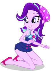 Size: 2898x3970 | Tagged: safe, artist:dustinwatsongkx, derpibooru import, starlight glimmer, human, equestria girls, g4, beanie, clothes, clothes swap, female, geode of telekinesis, hat, magical geodes, simple background, solo, swimsuit, swimsuit swap, transparent background