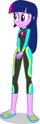 Size: 1281x3926 | Tagged: safe, artist:dustinwatsongkx, derpibooru import, twilight sparkle, human, equestria girls, g4, clothes swap, female, fluttershy's wetsuit, geode of fauna, magical geodes, simple background, solo, swimsuit swap, transparent background