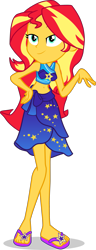 Size: 1507x3907 | Tagged: safe, artist:dustinwatsongkx, derpibooru import, sunset shimmer, human, equestria girls, g4, belly, belly button, clothes, clothes swap, female, sarong, simple background, solo, swimsuit, swimsuit swap, transparent background, trixie's beach shorts swimsuit