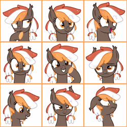 Size: 3464x3464 | Tagged: safe, artist:olivi, derpibooru import, oc, oc only, bat pony, pony, adoptable, art, base, character, commission, confused, cute, eye clipping through hair, funny, happy, moodboard, orange eyes, orange hair, scared, shocked, smiling, smirk, thinking, your character here