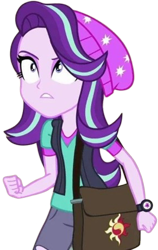 Size: 1594x2520 | Tagged: safe, derpibooru import, edit, edited screencap, editor:homersimpson1983, screencap, starlight glimmer, human, equestria girls, g4, background removed, bag, beanie, equestria girls-ified, hat, not a vector, saddle bag