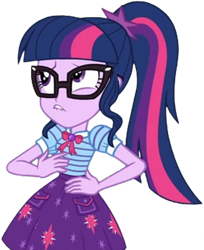 Size: 2055x2520 | Tagged: safe, derpibooru import, edit, edited screencap, editor:homersimpson1983, screencap, sci-twi, twilight sparkle, equestria girls, g4, background removed, clothes, glasses, not a vector, ponytail, shirt, skirt