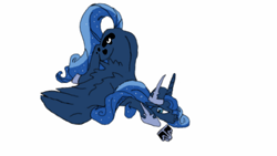 Size: 1280x720 | Tagged: safe, artist:slicer4ever, derpibooru import, idw, princess luna, alicorn, pony, g4, 2014, annoyed, old art, simple background, spine, style emulation, white background