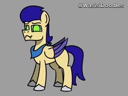 Size: 6000x4500 | Tagged: safe, alternate version, artist:alejandrogmj, artist:wasisi, derpibooru import, oc, oc only, oc:chicken claws, pegasus, disguise, disguised changeling, doodle, fangs, gray background, male, pegasus oc, simple background, solo