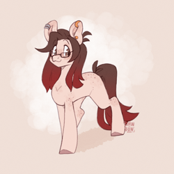 Size: 2000x2000 | Tagged: safe, artist:lionbun, derpibooru import, oc, earth pony, pony, cute, earth pony oc, female, glasses, kofi reward, mare, ponified, species swap