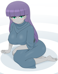 Size: 1898x2436 | Tagged: safe, artist:batipin, derpibooru import, maud pie, human, equestria girls, g4, barefoot, big breasts, breasts, feet, female, looking at you, maud pies, solo