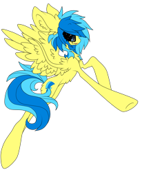 Size: 1027x1244 | Tagged: safe, artist:aspenglowe, derpibooru import, oc, oc only, pegasus, pony, 2013, blue mane, blue tail, full body, pegasus oc, simple background, solo, tail, transparent background, wings, yellow coat, yellow wings