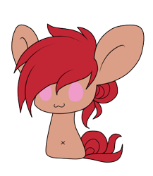 Size: 382x440 | Tagged: safe, artist:aspenglowe, derpibooru import, oc, oc only, pony, 2013, :3, chibi, pink eyes, red hair, simple background, smiling, solo, transparent background