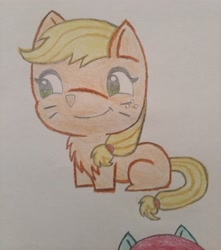 Size: 3016x3415 | Tagged: safe, artist:tom artista, derpibooru import, applejack, cat, g4, animal, animal in mlp form, catified, drawing, female, solo, species swap, traditional art