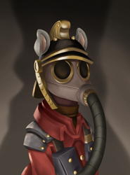 Size: 1834x2480 | Tagged: safe, artist:thescornfulreptilian, derpibooru import, oc, oc only, bust, gas mask, mask, portrait, pyro (tf2), solo, team fortress 2