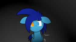 Size: 5120x2880 | Tagged: safe, artist:japkozjad, derpibooru import, oc, oc only, oc:apply, pegasus, black background, ears, floppy ears, gradient background, heterochromia, pegasus oc, simple background, solo, vent art