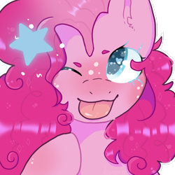 Size: 948x948 | Tagged: safe, artist:j4sperf3ver, derpibooru import, pinkie pie, earth pony, pony, g4, ;p, female, mare, one eye closed, simple background, solo, tongue, tongue out, transparent background