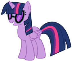 Size: 740x630 | Tagged: safe, artist:beanbases, artist:twilyisbestpone, derpibooru import, twilight sparkle, twilight sparkle (alicorn), alicorn, pony, g4, base used, cool, female, mare, simple background, smiling, solo, sunglasses, transparent background, vinyl's glasses