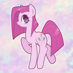 Size: 1300x1300 | Tagged: safe, artist:vivian reed, derpibooru import, pinkie pie, earth pony, pony, g4, abstract background, bipedal, female, mare, no pupils, pinkamena diane pie, solo