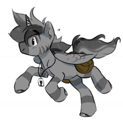 Size: 1764x1766 | Tagged: safe, artist:opalacorn, derpibooru import, oc, oc only, oc:silver stream, alicorn, zebra, bag, jewelry, male, necklace, running, saddle bag, simple background, smiling, solo, stallion, white background, windswept mane, zebra alicorn, zebra oc