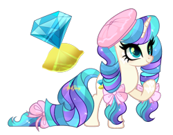 Size: 2262x1760 | Tagged: safe, artist:afterglory, derpibooru import, oc, oc only, pony, unicorn, g4, adoptable, alternate versions at source, bangs, base used, beret, bow, character, character design, colored pupils, eyelashes, facial markings, female, female oc, hair accessory, hair bow, hat, horn, leg markings, long mane, long tail, magical lesbian spawn, mane accessory, mare oc, next generation, offspring, parent:lemony gem, parent:rarity, parents:gemity, pigtails, pink bow, raised hoof, raised leg, ringlets, simple background, smiling, standing, standing on three hooves, tail, teal eyes, teal pupils, thick eyelashes, three toned mane, three toned tail, tied mane, tied tail, transparent background, unicorn horn, unicorn oc, wall of tags, yellow coat