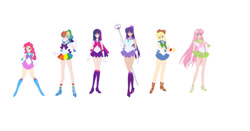 Size: 1024x536 | Tagged: safe, artist:shadowknight1314, derpibooru import, applejack, fluttershy, pinkie pie, rainbow dash, rarity, twilight sparkle, human, g4, humanized, mane six, sailor moon (series), simple background, white background