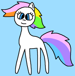 Size: 833x850 | Tagged: safe, artist:the-rainbow-nigga420, derpibooru import, first born, earth pony, pony, g1, g4, adoraborn, blue background, closed mouth, cute, female, g1 to g4, generation leap, light blue background, mare, ms paint, simple background, smiling, solo