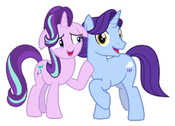 Size: 728x524 | Tagged: safe, derpibooru import, edit, november rain, starlight glimmer, pony, unicorn, g4, crack shipping, duo, duo male and female, female, friendship student, horn, male, mare, novemberglimmer, open mouth, open smile, raised hoof, raised leg, shipping, simple background, smiling, stallion, straight, transparent background, vector, vector edit