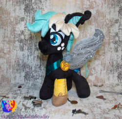 Size: 2349x2304 | Tagged: safe, artist:1stastrastudio, derpibooru import, oc, oc only, oc:berry heart, pony, artificial wings, augmented, irl, mechanical wing, photo, plushie, solo, wings, wrench