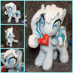 Size: 2000x2000 | Tagged: safe, artist:1stastrastudio, derpibooru import, oc, oc only, oc:snowdrop, pony, heart, irl, mouth hold, photo, plushie, solo