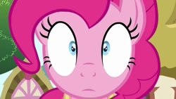 Size: 640x360 | Tagged: safe, derpibooru import, screencap, pinkie pie, earth pony, pony, g4, season 3, too many pinkie pies, close-up, face, female, mare, solo