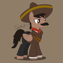 Size: 2300x2300 | Tagged: safe, derpibooru import, oc, oc only, pegasus, brown background, clothes, facial hair, male, mexico, moustache, simple background, solo, zapata