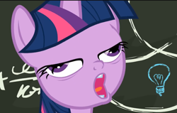 Size: 1223x777 | Tagged: safe, derpibooru import, screencap, twilight sparkle, twilight sparkle (alicorn), alicorn, pony, g4, chalkboard, cropped, female, mare, my little pony best gift ever, out of context, solo