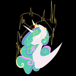 Size: 2048x2048 | Tagged: safe, artist:jess181307, derpibooru import, princess celestia, alicorn, pony, g4, black background, bust, female, mare, portrait, simple background, solo