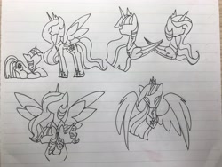 Size: 4032x3024 | Tagged: safe, artist:jess181307, derpibooru import, princess cadance, twilight sparkle, unicorn twilight, alicorn, pony, unicorn, g4, pen drawing, photo, sketch, traditional art