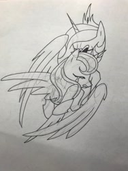 Size: 3024x4032 | Tagged: safe, artist:jess181307, derpibooru import, alicorn, pony, duo, female, jewelry, mare, pen drawing, tiara, traditional art