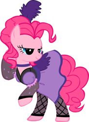 Size: 1024x1399 | Tagged: safe, artist:99xua, derpibooru import, pinkie pie, earth pony, pony, g4, over a barrel, clothes, dress, female, lidded eyes, mare, saloon dress, saloon pinkie, simple background, solo, transparent background, vector