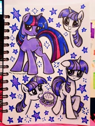 Size: 3000x4000 | Tagged: safe, artist:dariarchangel, derpibooru import, twilight sparkle, unicorn twilight, pony, unicorn, g4, bangs, bipedal, burger, bust, cute, doodle page, ears, female, floppy ears, food, glowing, glowing horn, hay burger, horn, levitation, limited palette, long tail, looking at something, looking up, magic, magic aura, mare, nom, open mouth, portrait, purple coat, purple eyes, raised hoof, raised leg, sad, sadorable, sketchbook, smiling, solo, sparkles, standing, stars, straight hair, straight mane, straight tail, tail, telekinesis, that pony sure does love burgers, three toned hair, three toned mane, three toned tail, traditional art, twiabetes