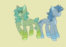 Size: 1654x1200 | Tagged: safe, artist:wimple, derpibooru import, earth pony, pony, ashfur, female, ferncloud, looking at you, male, not an oc, ponified, siblings, simple background, smiling, smiling at you, species swap, warrior cats