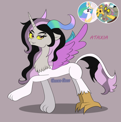 Size: 2680x2688 | Tagged: safe, artist:cookie-ruby, derpibooru import, oc, oc only, hybrid, g4, interspecies offspring, next generation, offspring, parent:discord, parent:princess celestia, parents:dislestia, solo