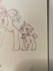 Size: 1733x2310 | Tagged: safe, artist:gulixingenatasha, derpibooru import, pony, unicorn, duo, foal, horn, pencil drawing, photo, sketch, solo focus, traditional art