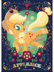 Size: 1080x1440 | Tagged: safe, derpibooru import, applejack, pony, series:卡游辉月六, g4, applejack's hat, card, clothes, cowboy hat, english, female, hat, kayou, merchandise, official, solo, text, trading card