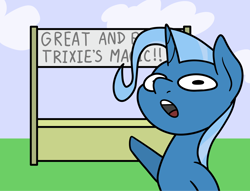 Size: 2048x1561 | Tagged: safe, artist:ewoudcponies, derpibooru import, trixie, pony, unicorn, g4, female, horn, mare, meme, outdoors, pointing, solo, soyjaks pointing, text, wojak