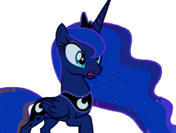 Size: 1280x969 | Tagged: safe, derpibooru import, edit, edited screencap, screencap, princess luna, alicorn, pony, do princesses dream of magic sheep, g4, background removed, concave belly, crown, ethereal mane, ethereal tail, female, jewelry, long mane, mare, peytral, regalia, simple background, slender, solo, starry mane, starry tail, tail, thin, transparent background