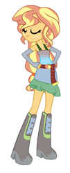 Size: 730x1799 | Tagged: safe, artist:spiralofficialartsyt, derpibooru import, oc, oc only, oc:country summer, equestria girls, g4, magical lesbian spawn, offspring, parent:applejack, parent:sunset shimmer, parents:appleshimmer, simple background, solo, transparent background