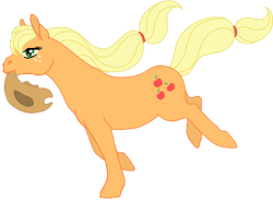 Size: 467x345 | Tagged: safe, artist:quoting_mungo, derpibooru import, applejack, earth pony, pony, g4, colored lineart, female, mare, mouth hold, running, simple background, solo, transparent background